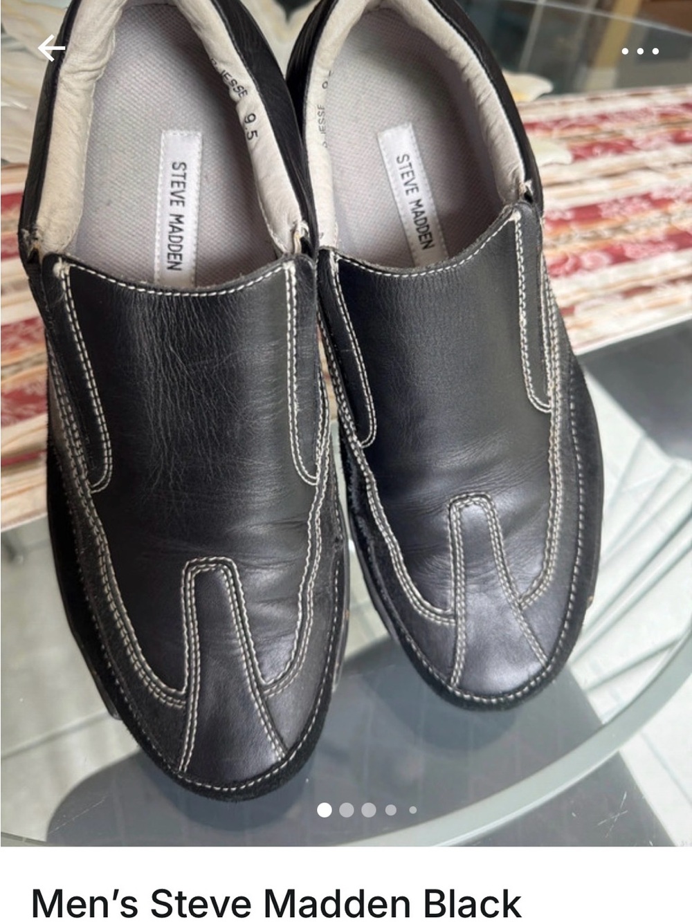 🔥 VINTAGE Steve Madden Men’s Black Leather Contrast Stitch Loafers 9.5